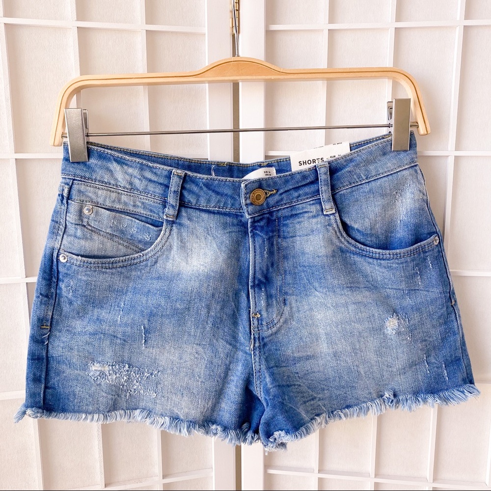 ZARA TRF DENIM High Rise Cutoff Shorts